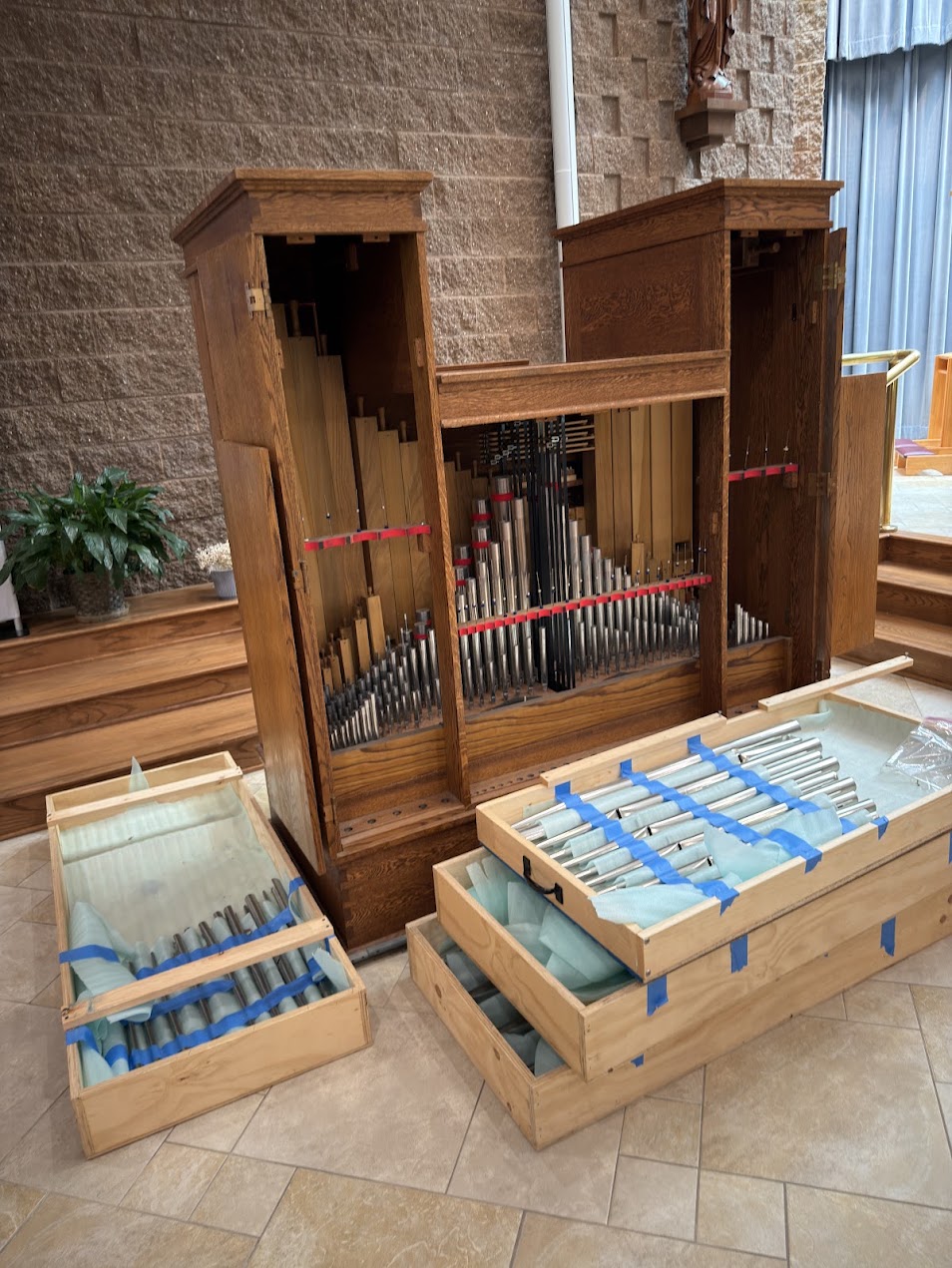 Ready for reassembly in church
