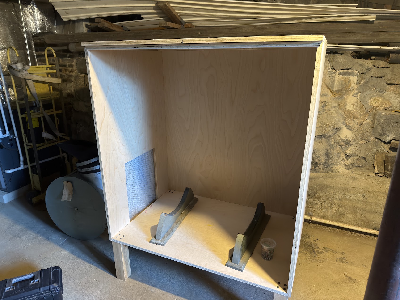 Blower box during assembly